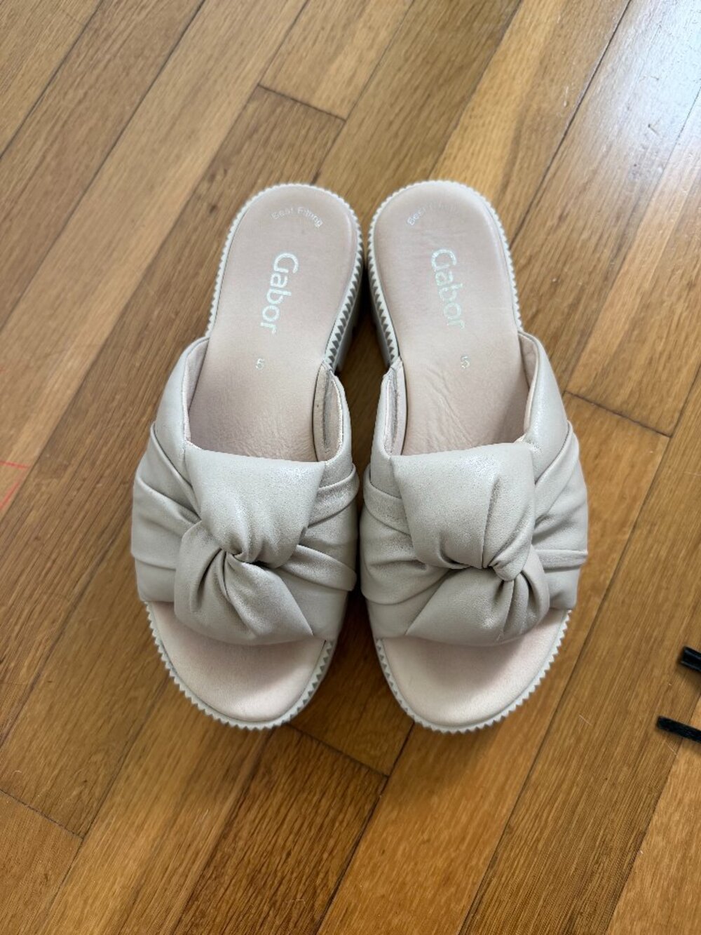 Gabor Beige Knot Platform Slide Sandals UK Size 5 / US Size 7